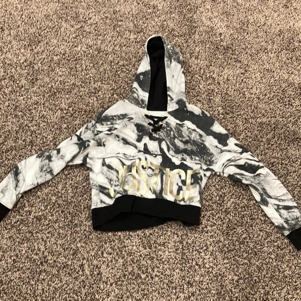 Black and white marbled sweater. Great for the cold winter.